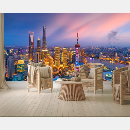 Fototapete Shanghai nächtliche skyline – Wallnifity®