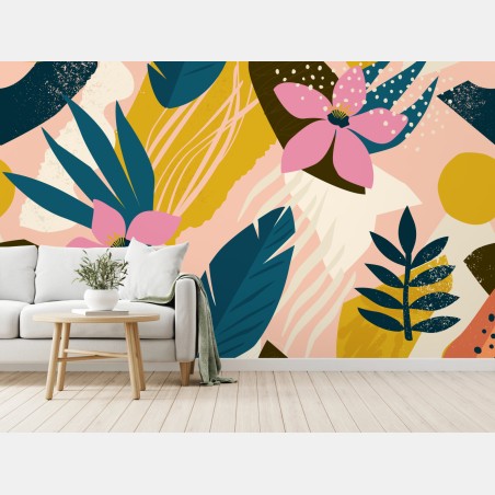 Fototapete tropisches abstraktes blumenmotiv – Wallnifity®