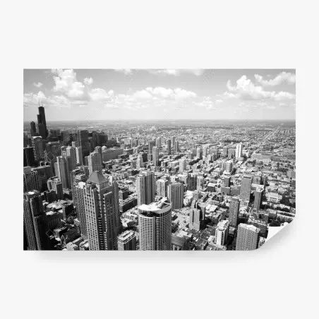 Fototapete Chicago skyline in graustufen – Wallnifity®