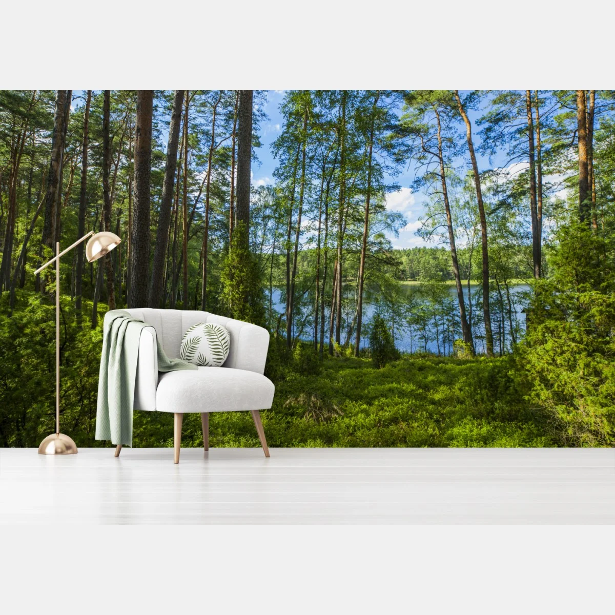 Fototapete ruhiger kiefernwald am see – Wallnifity® Fototapete ruhiger kiefernwald am see – Wallnifity®