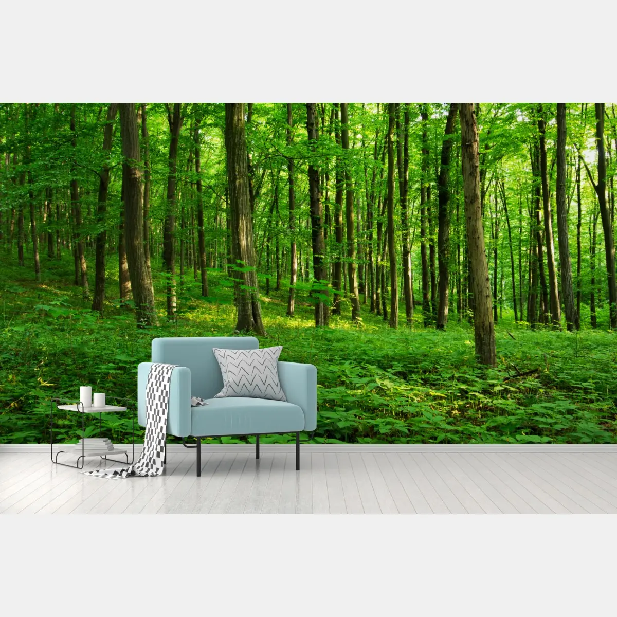 Fototapete sonniger grüner wald im frühling – Wallnifity®