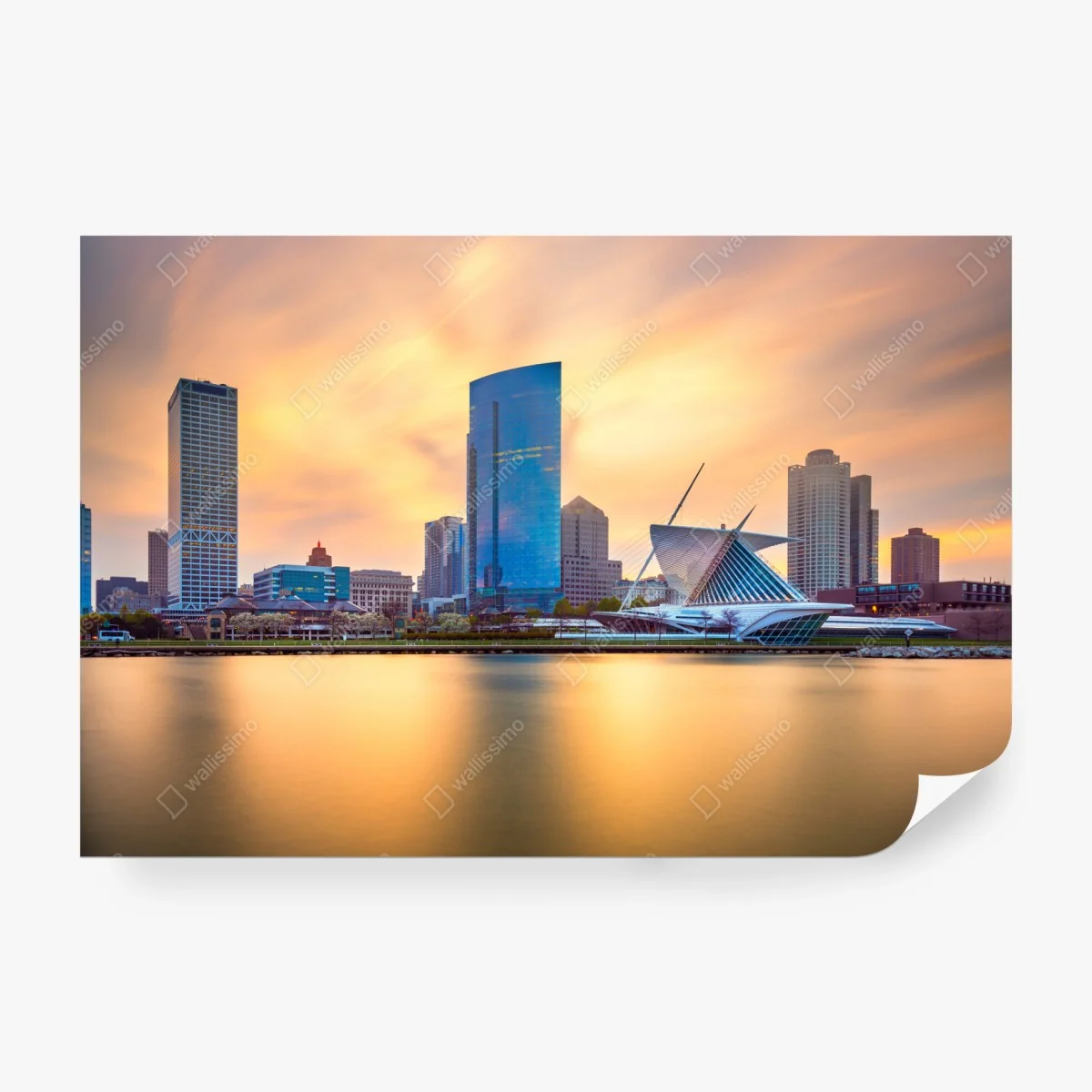 Fototapete Milwaukee skyline bei dämmerung – Wallnifity® Fototapete Milwaukee skyline bei dämmerung – Wallnifity®