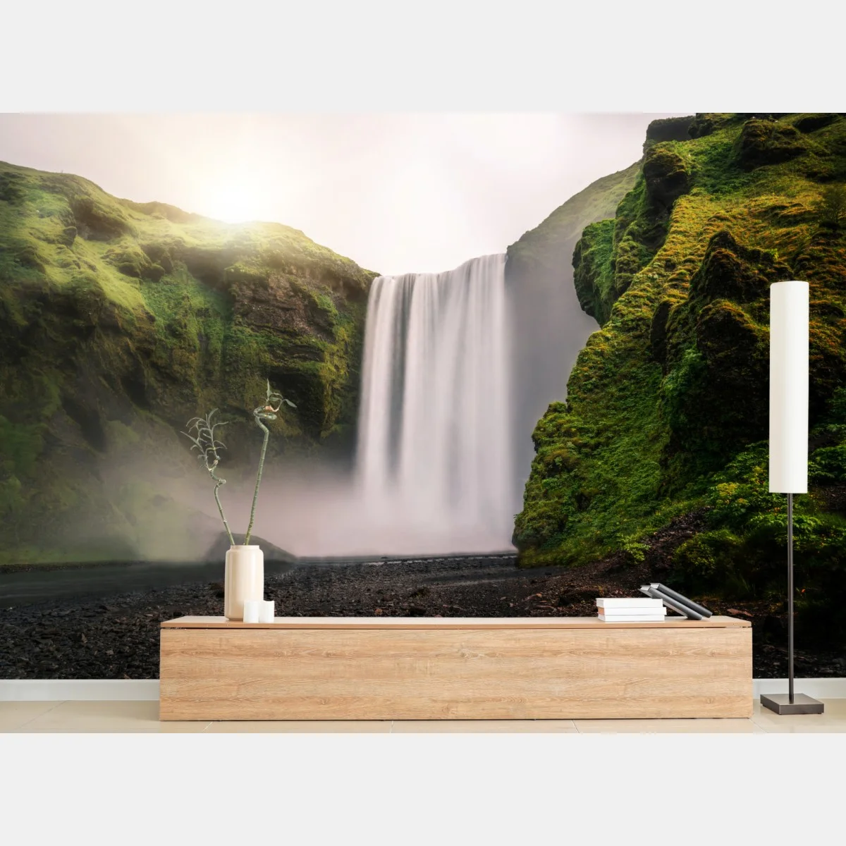 Fototapete majestätischer wasserfall Skogafoss – Wallnifity® Fototapete majestätischer wasserfall Skogafoss – Wallnifity®