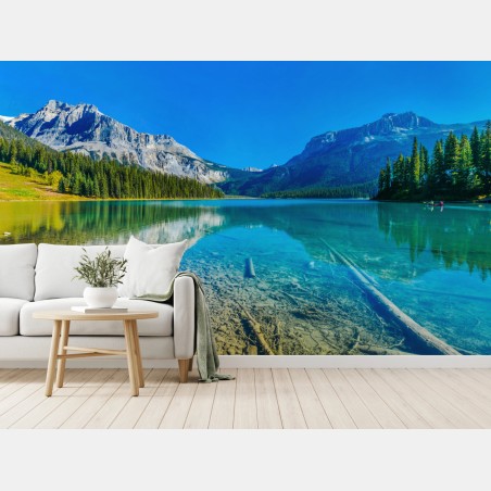 Fototapete türkises alpensee mit bergreflexionen – Wallnifity®