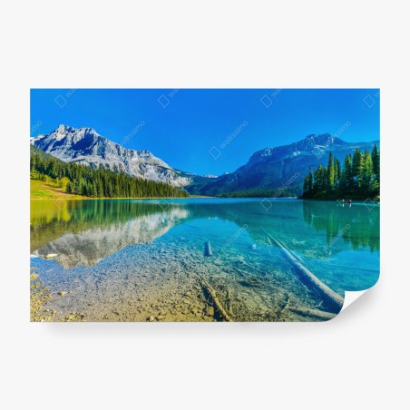 Fototapete türkises alpensee mit bergreflexionen – Wallnifity®