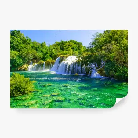 Fototapete smaragdgrüner wasserfall – Wallnifity®