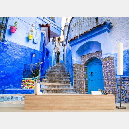 Fototapete blaue gasse in Chefchaouen, Marokko – Wallnifity®