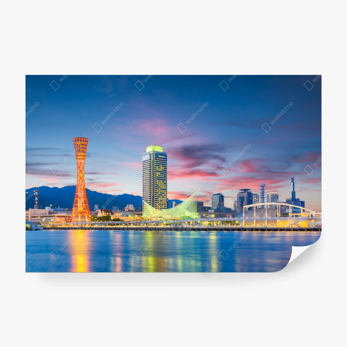 Fototapete Kobe skyline bei dämmerung – Wallnifity®