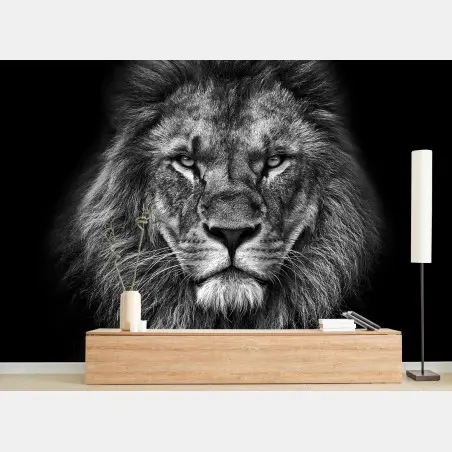 Fototapete majestätisches löwenportrait in monochrom – Wallnifity®