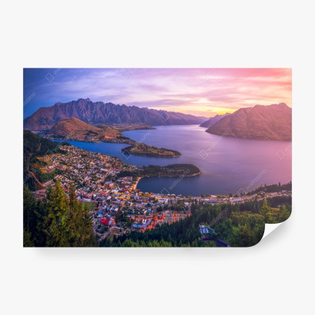 Fototapete Queenstown panorama bei dämmerung – Wallnifity®