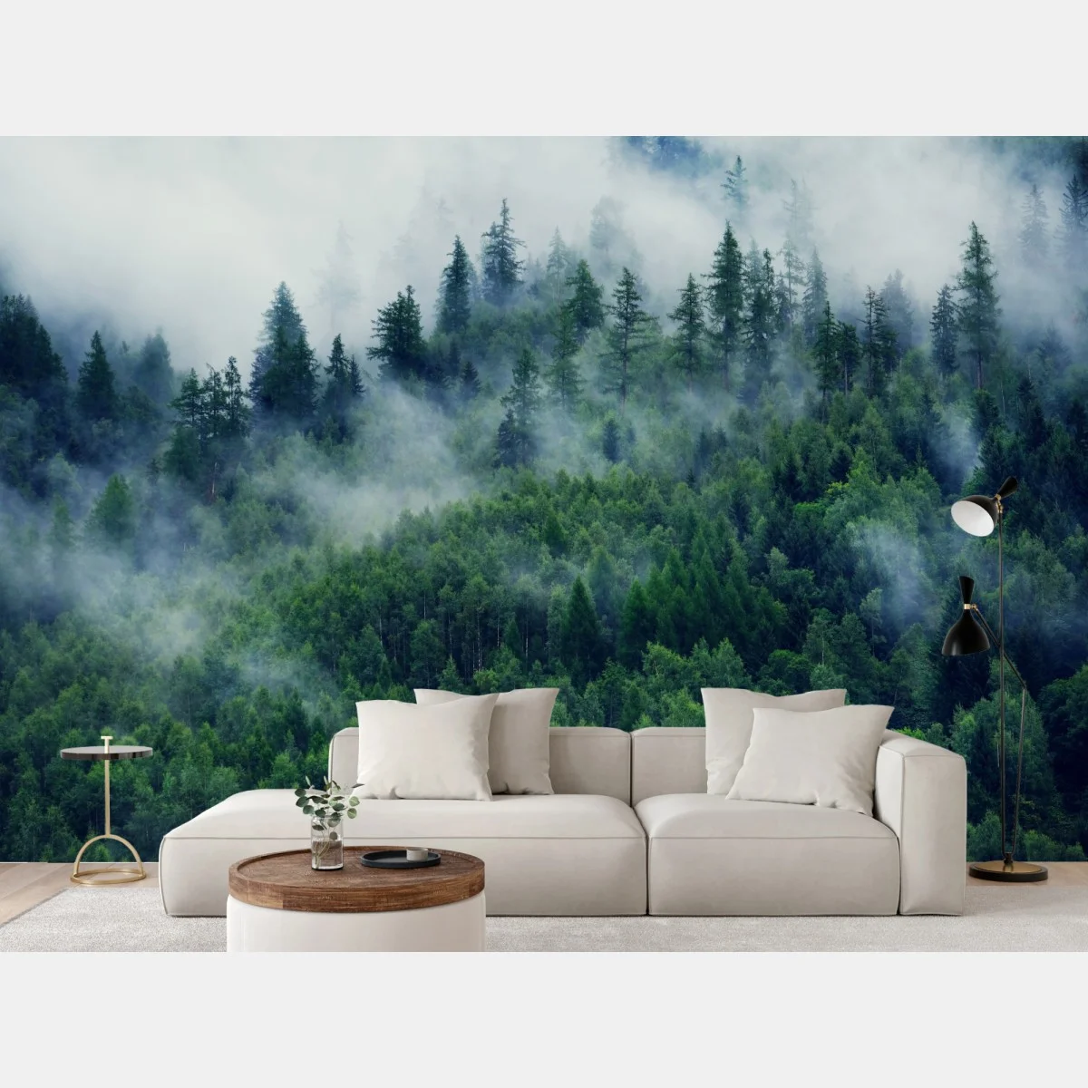 Fototapete nebliger grüner wald – Wallnifity® Fototapete nebliger grüner wald – Wallnifity®
