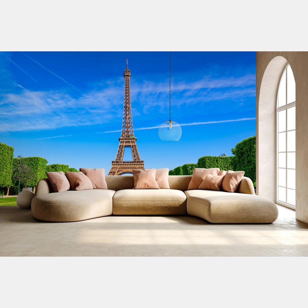 Fototapete Eiffelturm am Champ de Mars, lebendige pariser skyline – Wallnifity®