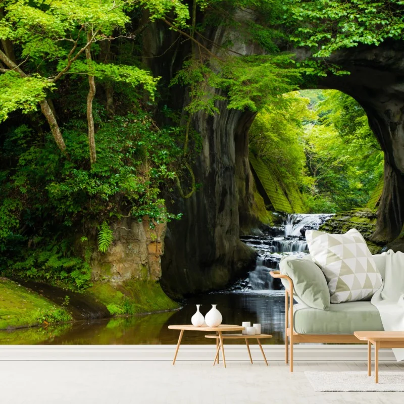 Fototapete geheimer wasserfall im felsbogen – Wallnifity®