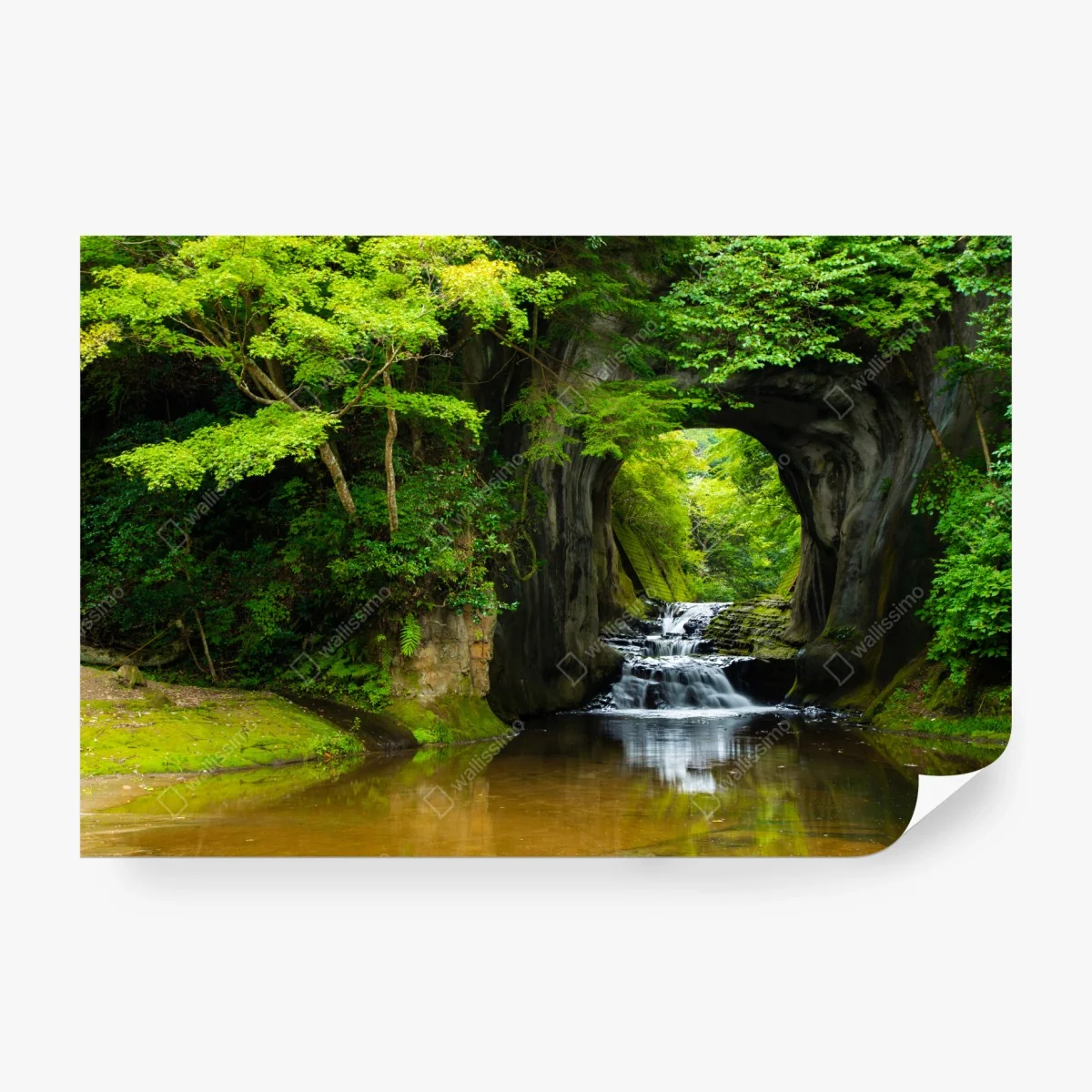 Fototapete geheimer wasserfall im felsbogen – Wallnifity®