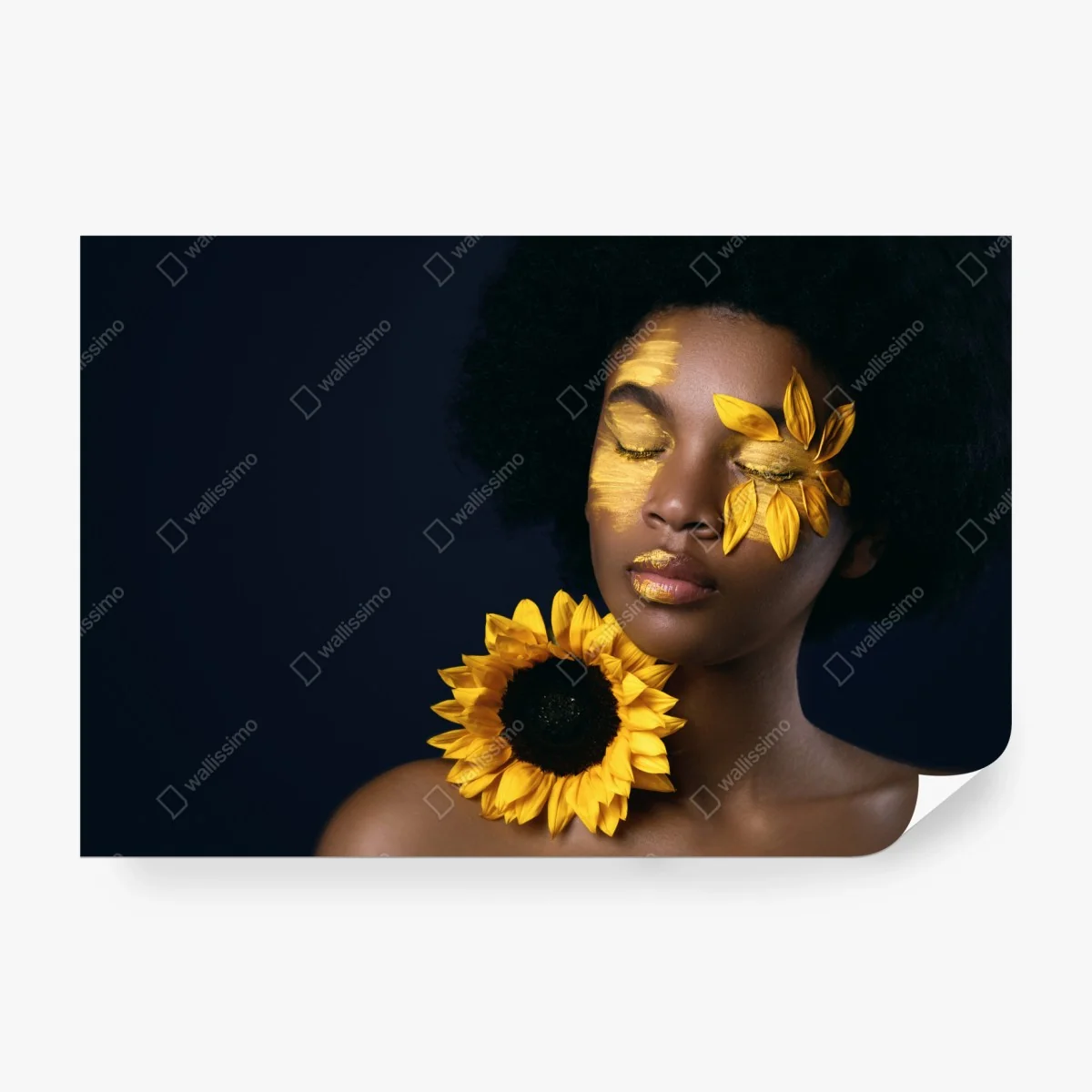 Fototapete sonnenblumen muse: florales gesichtsporträt – Wallnifity®