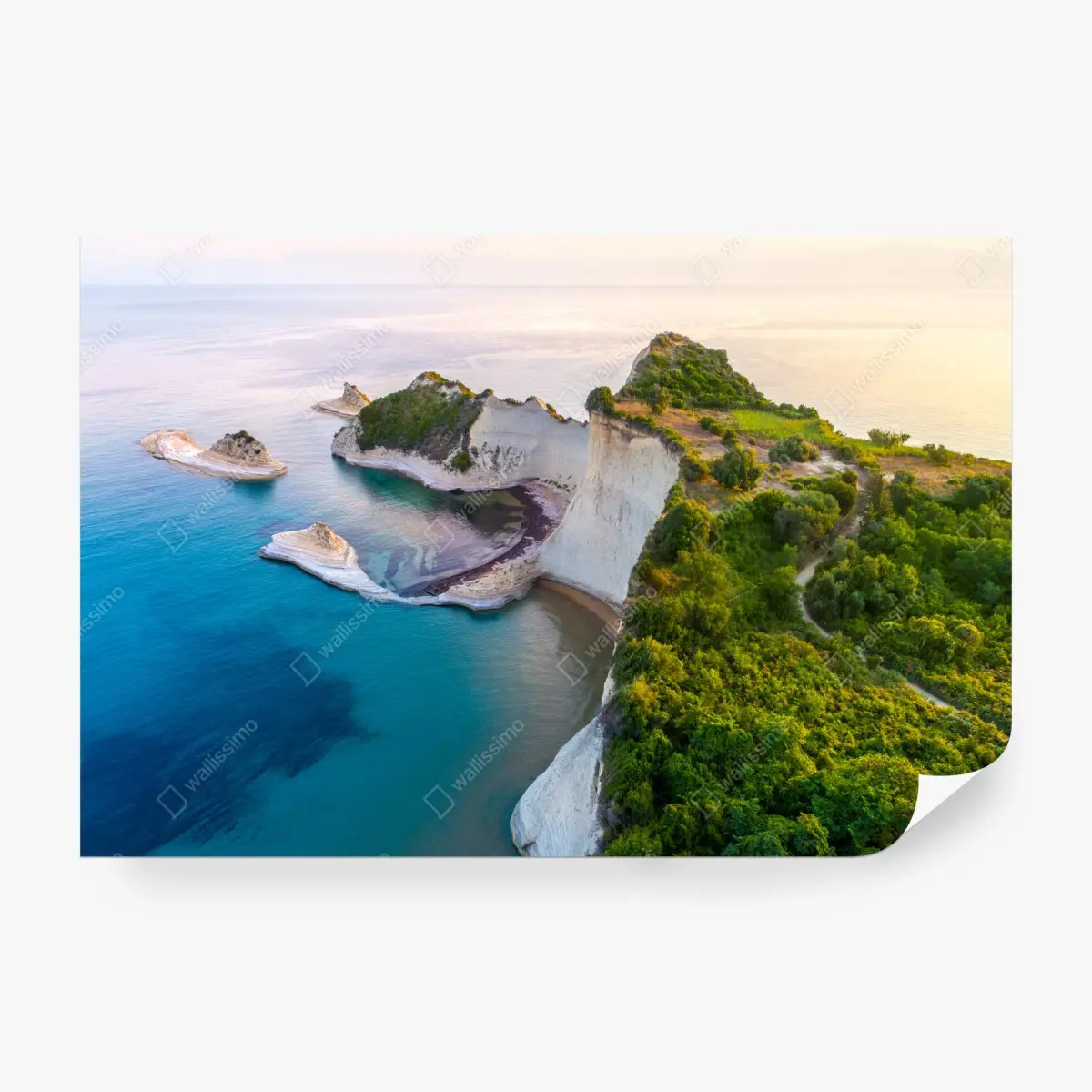 Fototapete luftaufnahme von klippen und türkisfarbenem meer – Wallnifity®