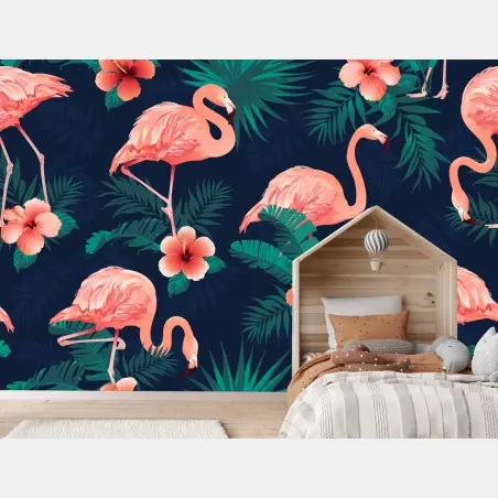 Fototapete tropisches rosa flamingo-muster – Wallnifity®