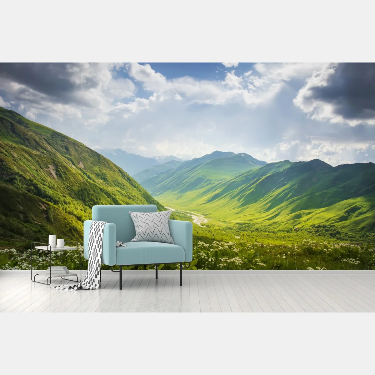 Fototapete üppiges grünes tal – Wallnifity® Fototapete üppiges grünes tal – Wallnifity®