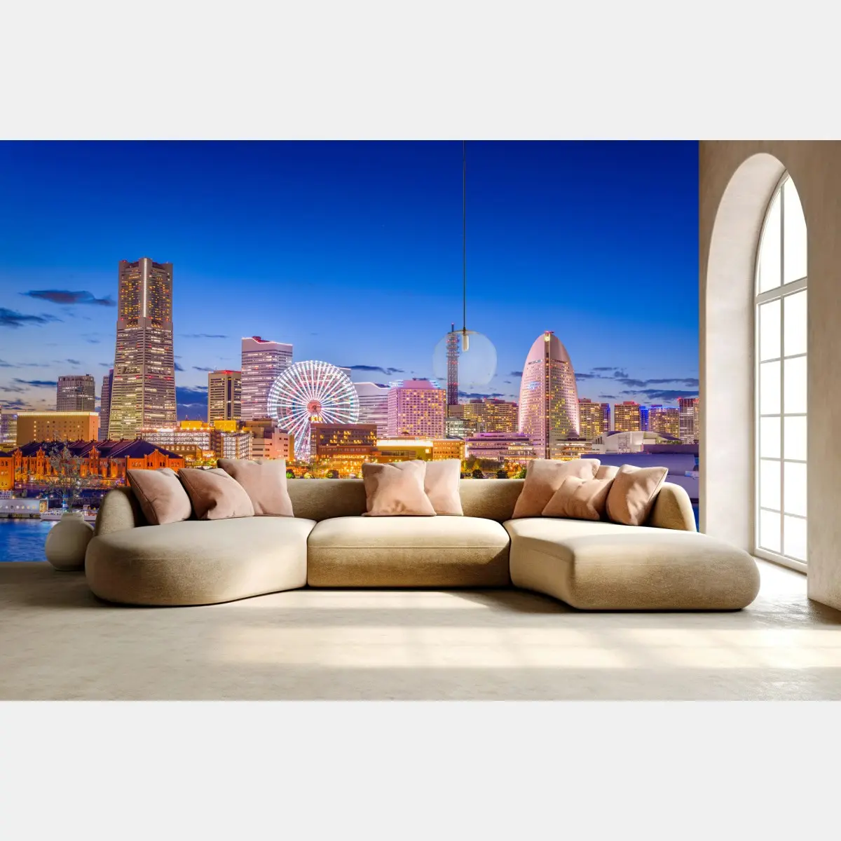 Fototapete Yokohama skyline bei dämmerung – Wallnifity®