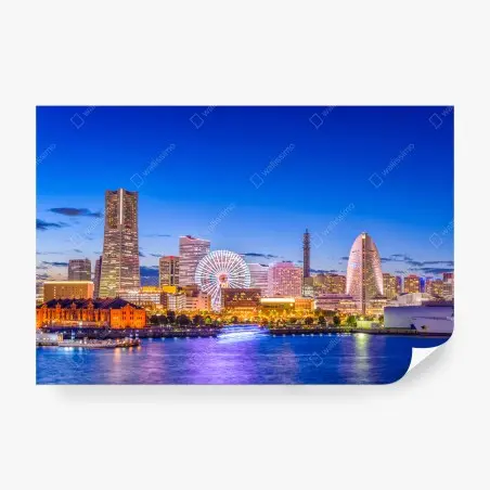 Fototapete Yokohama skyline bei dämmerung – Wallnifity®