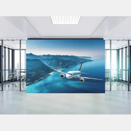 Fototapete küstenflug über türkisblauem meer – Wallnifity®