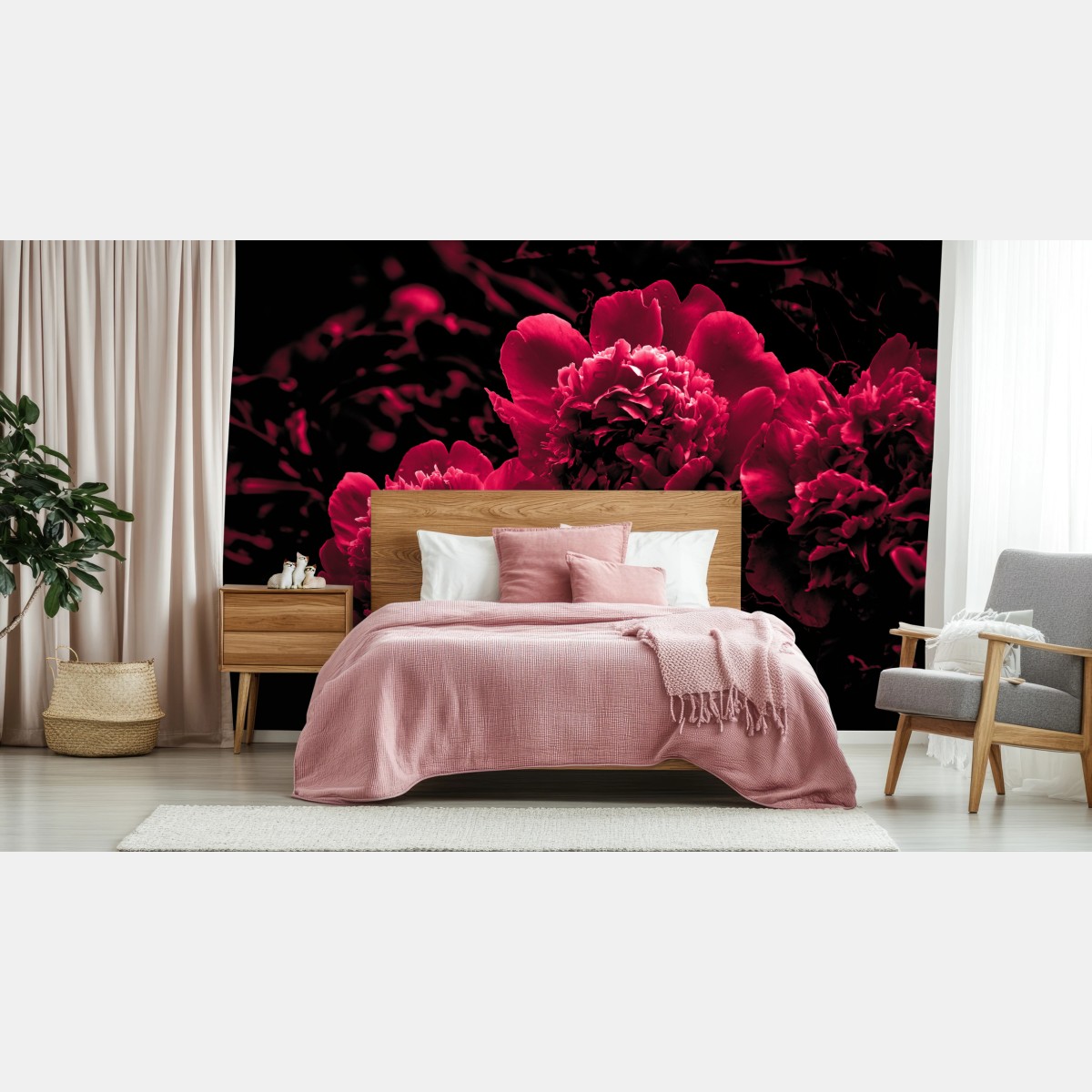 Fototapete stimmungsvolle rosa pfingstrosen – Wallnifity®
