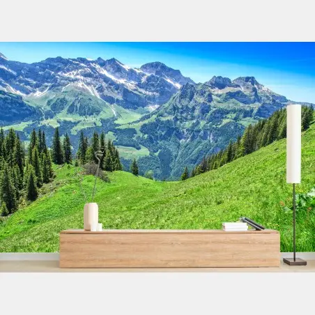 Fototapete alpine panorama über Engelberg, Schweiz – Wallnifity®
