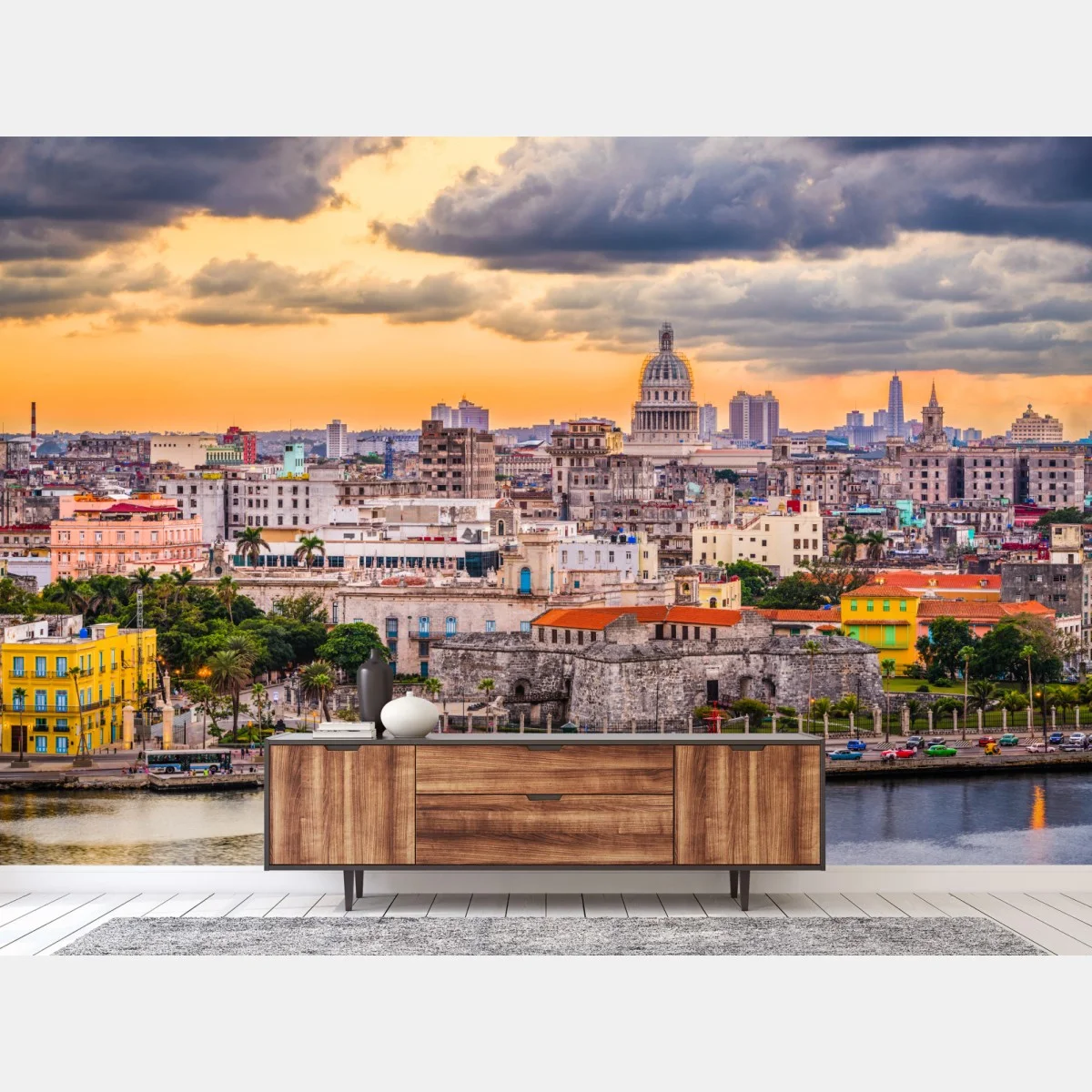 Fototapete Havanna skyline bei sonnenuntergang – Wallnifity® Fototapete Havanna skyline bei sonnenuntergang – Wallnifity®