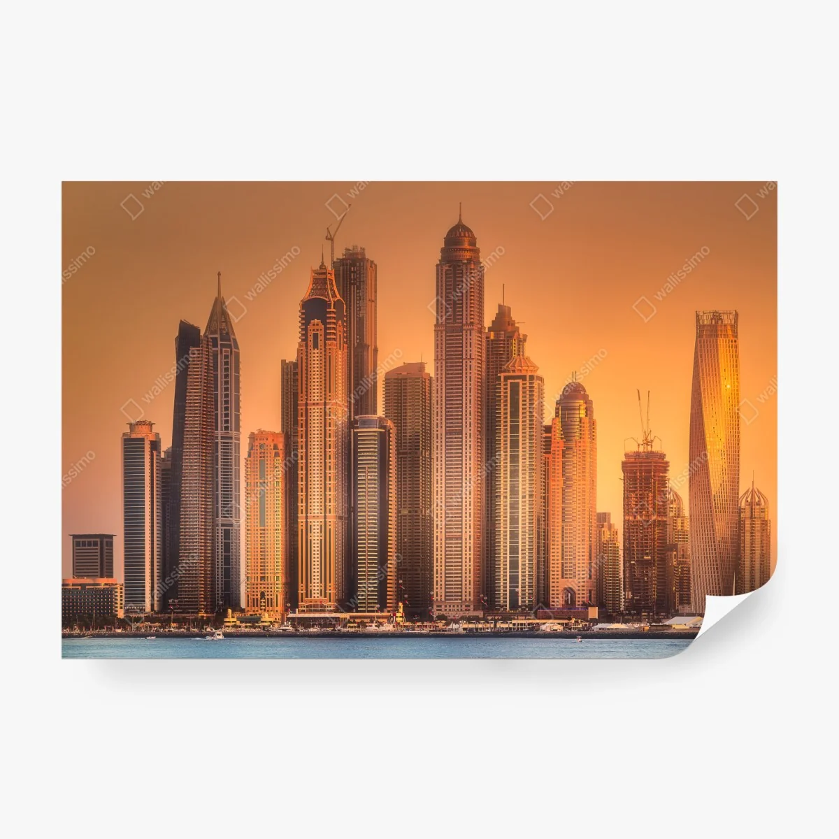 Fototapete Dubai skyline im goldenen licht – Wallnifity®