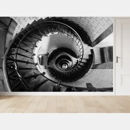 Fototapete spiraltreppe in monochromer perspektive – Wallnifity®