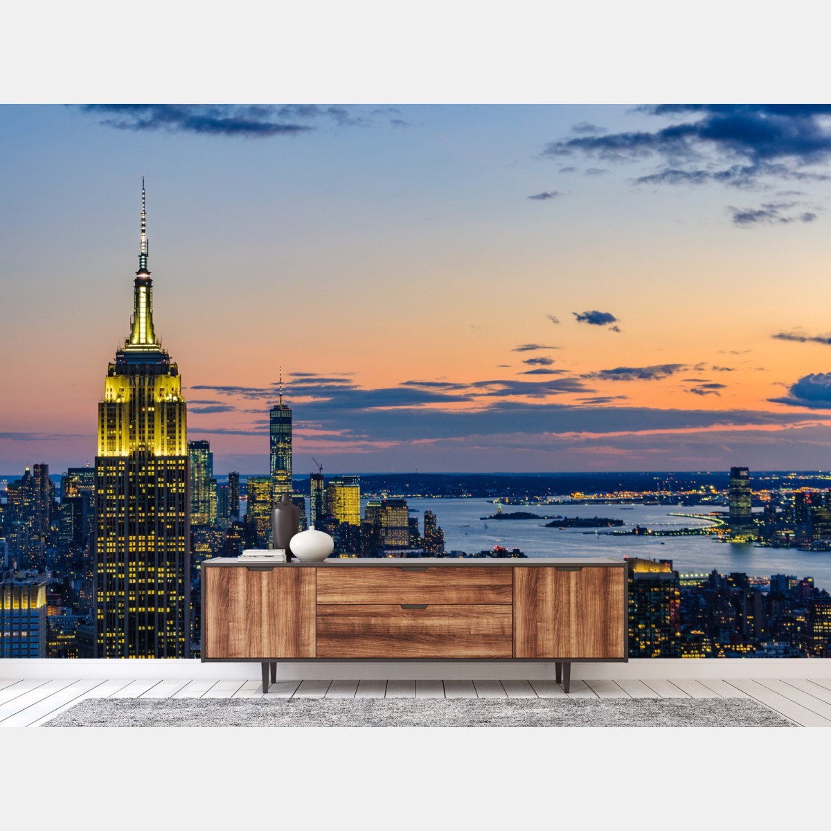Fototapete New York skyline bei dämmerung – Wallnifity®