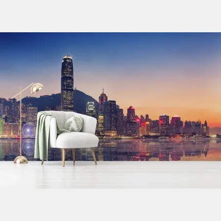 Fototapete Hongkong panorama bei dämmerung – Wallnifity®