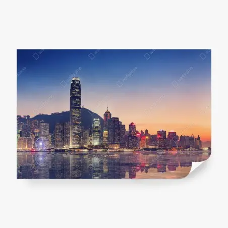 Fototapete Hongkong panorama bei dämmerung – Wallnifity®