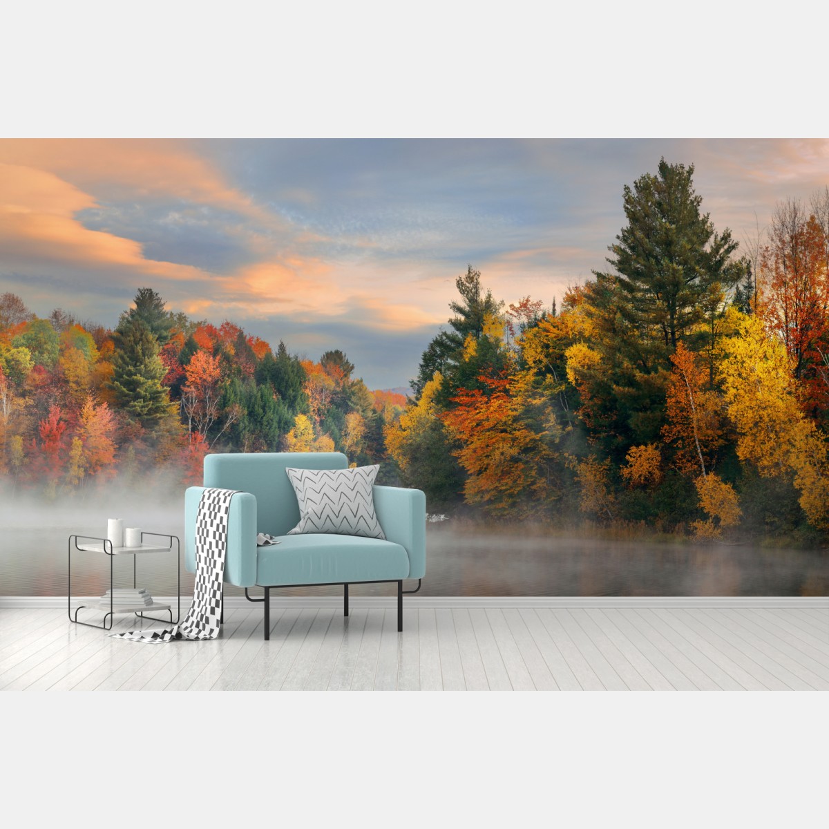 Fototapete nebliger herbstmorgen in Stowe – Wallnifity®
