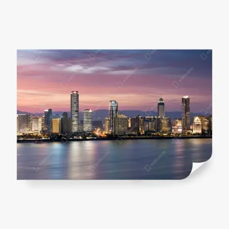 Fototapete ruhige stadtskyline bei dämmerung – Wallnifity®