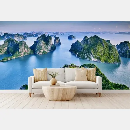 Fototapete Halong-Bucht panorama der kalksteininseln – Wallnifity®