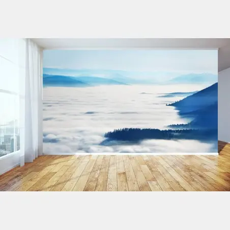 Fototapete neblige bergpanorama über dem tal – Wallnifity®