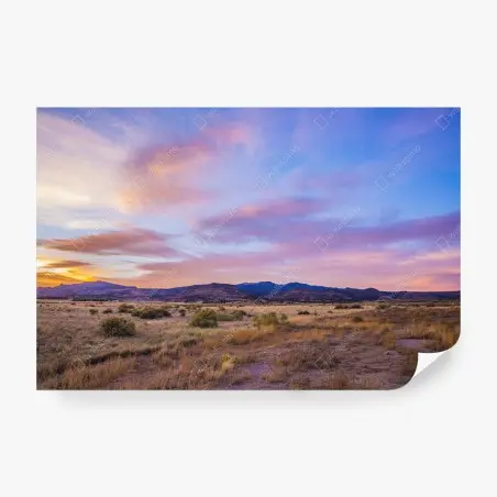 Fototapete pastellsonnenuntergang über wüstenbergen – Wallnifity®