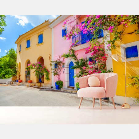 Fototapete bunte straße auf Kefalonia – Wallnifity®