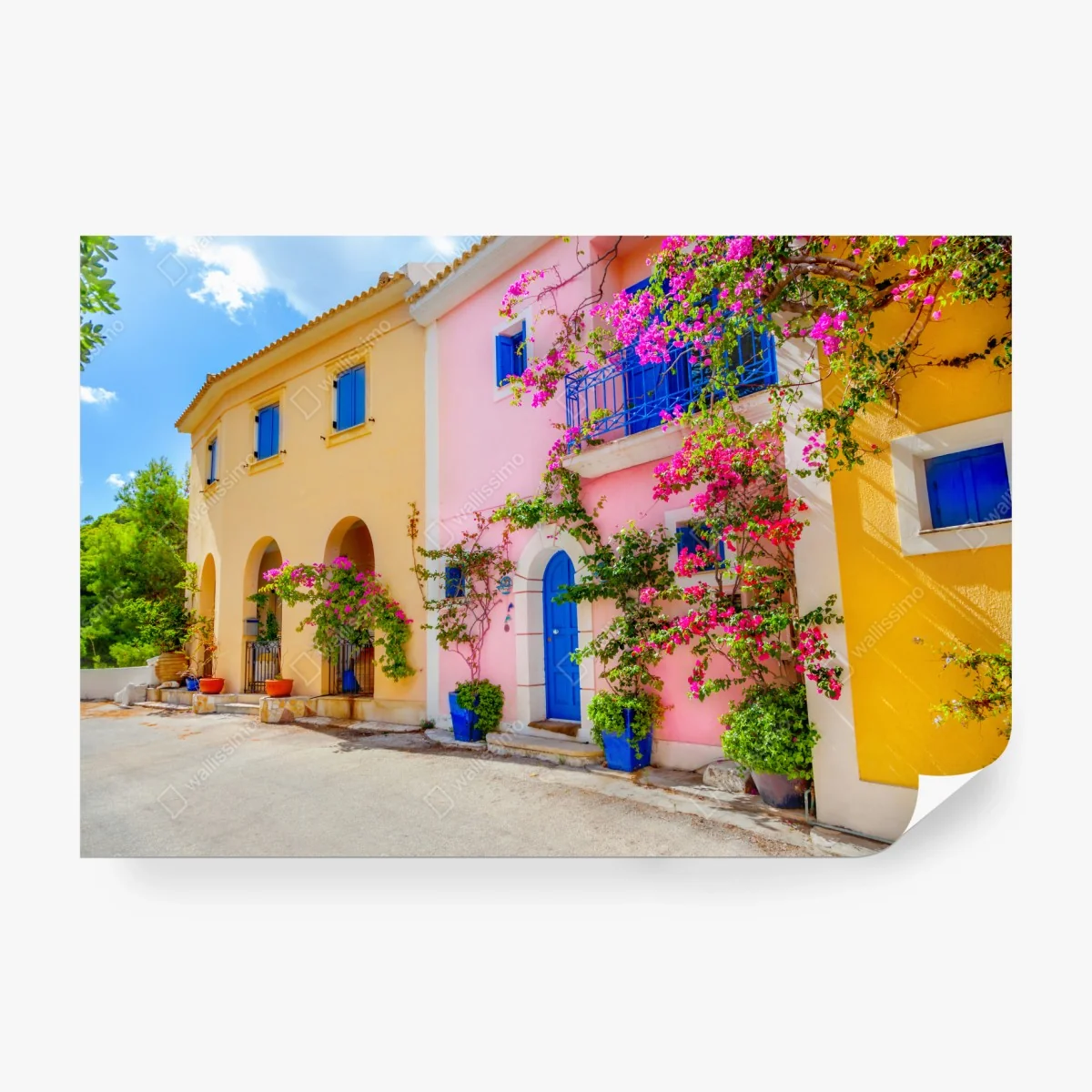 Fototapete bunte straße auf Kefalonia – Wallnifity® Fototapete bunte straße auf Kefalonia – Wallnifity®