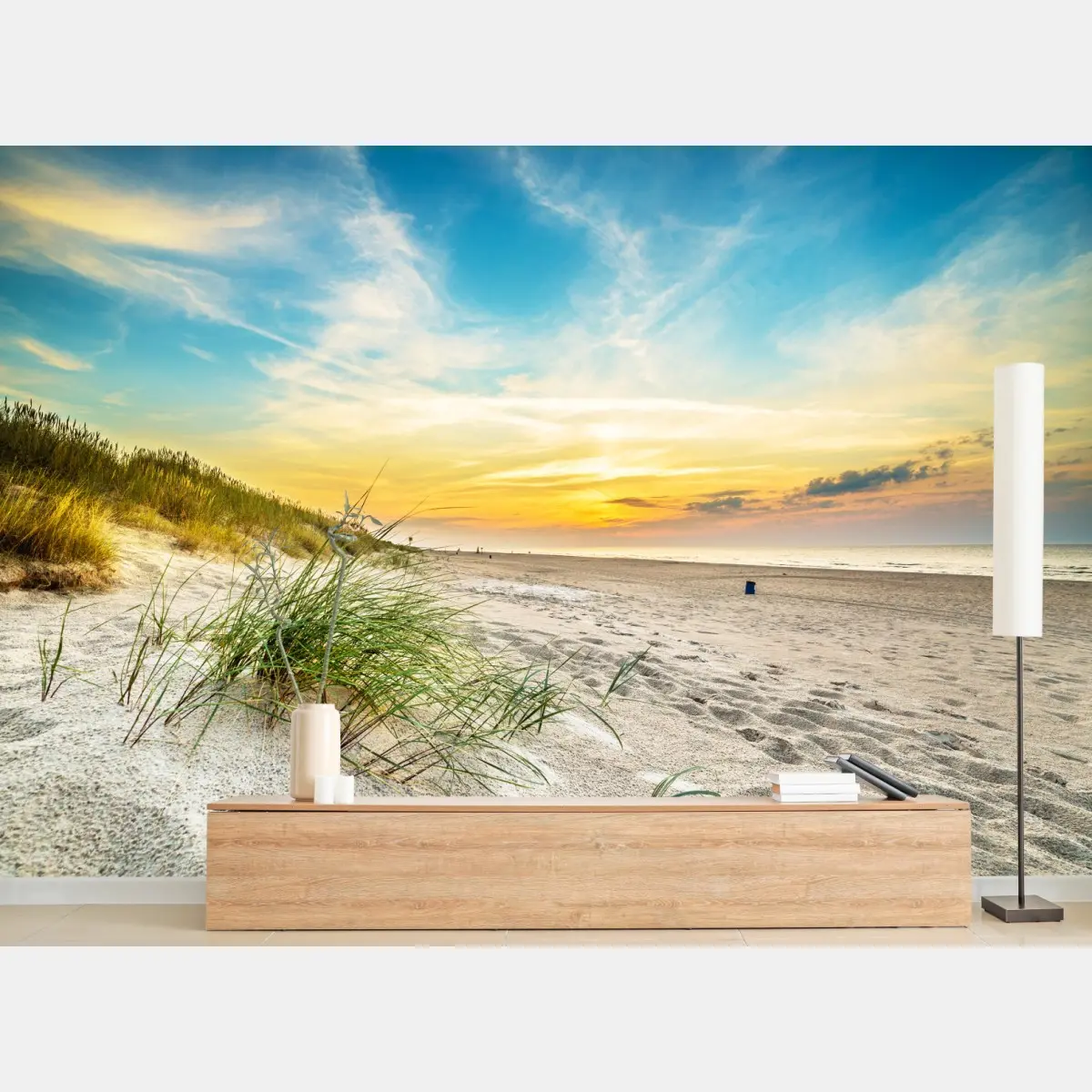 Fototapete sonnenuntergang über ruhigen dünen – Wallnifity®
