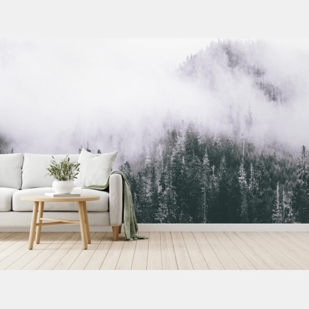 Fototapete nebliger immergrüner wald – Wallnifity®