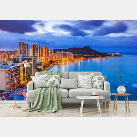 Fototapete Honolulu skyline bei dämmerung – Wallnifity®