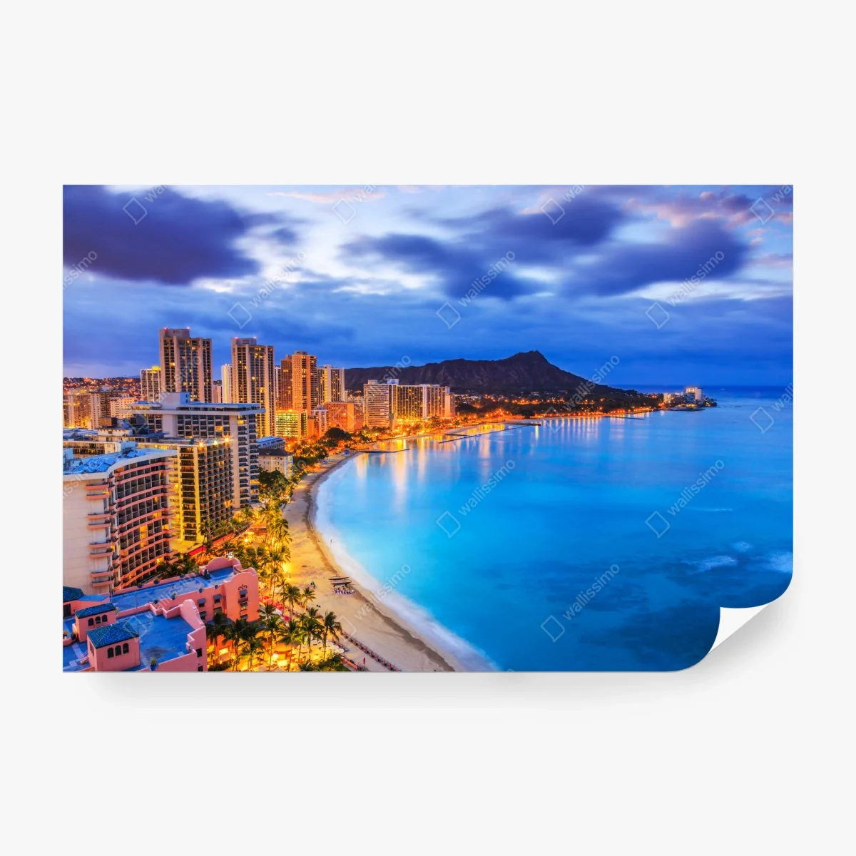 Fototapete Honolulu skyline bei dämmerung – Wallnifity® Fototapete Honolulu skyline bei dämmerung – Wallnifity®