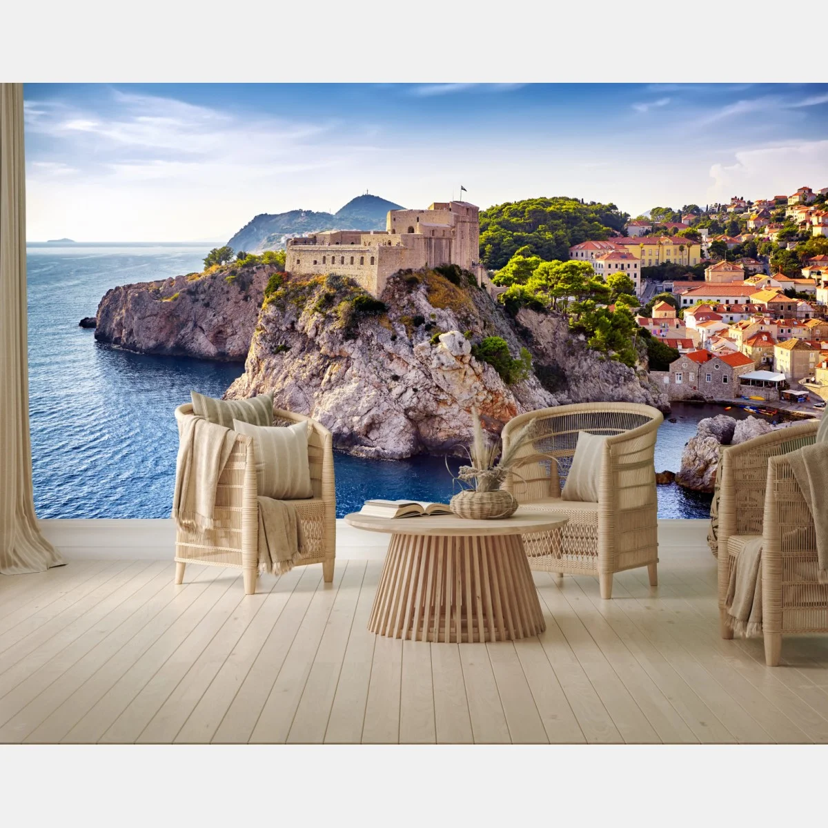 Fototapete Dubrovnik küstenfestung auf felsigen klippen – Wallnifity® Fototapete Dubrovnik küstenfestung auf felsigen klippen – Wallnifity®