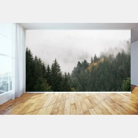 Fototapete nebliger bergwald im dunst – Wallnifity®