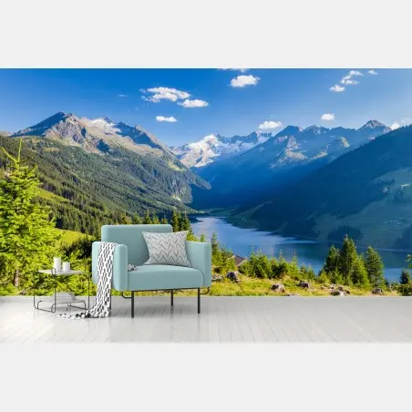 Fototapete ruhiges tal mit alpensee – Wallnifity®