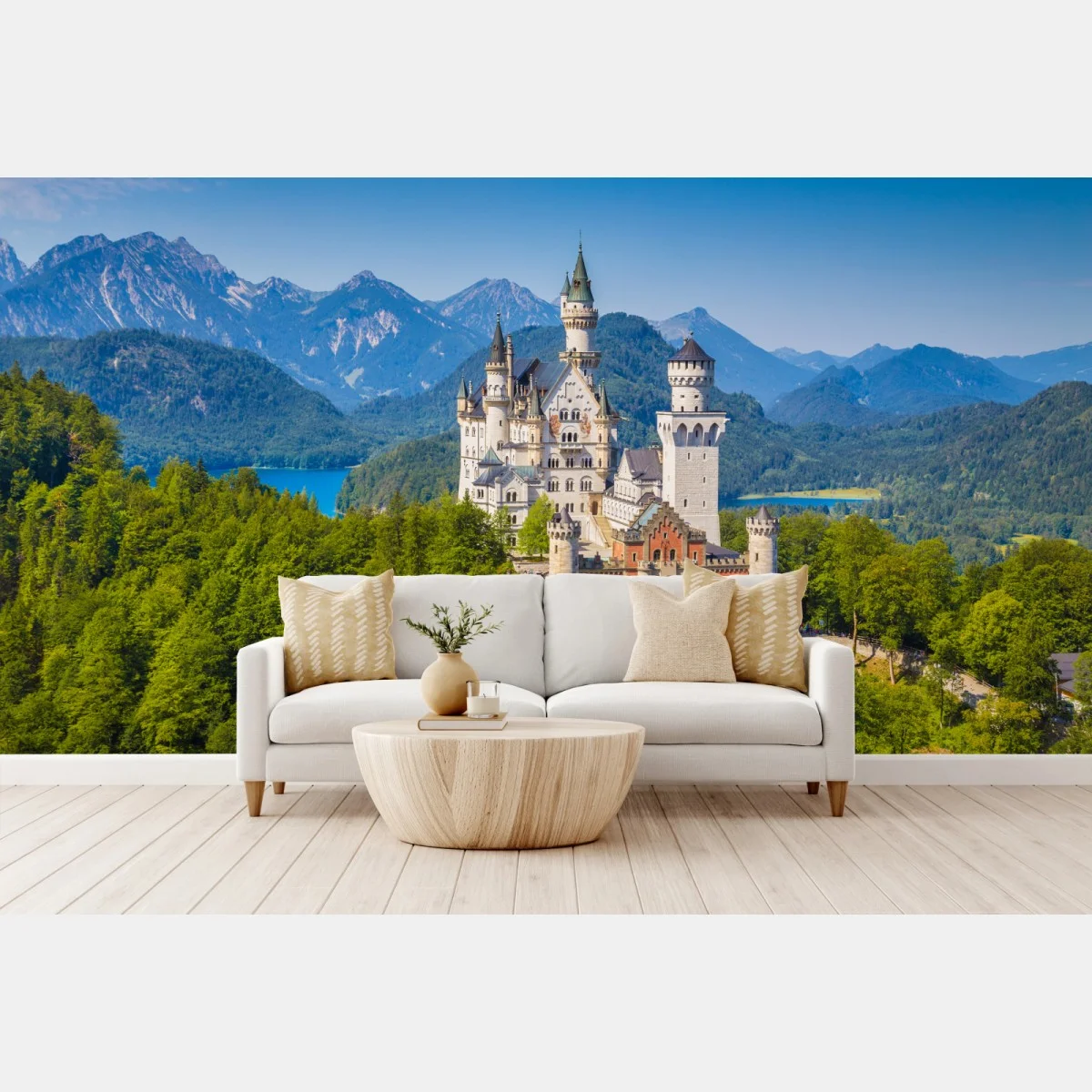 Fototapete schloss Neuschwanstein in alpiner landschaft – Wallnifity® Fototapete schloss Neuschwanstein in alpiner landschaft – Wallnifity®