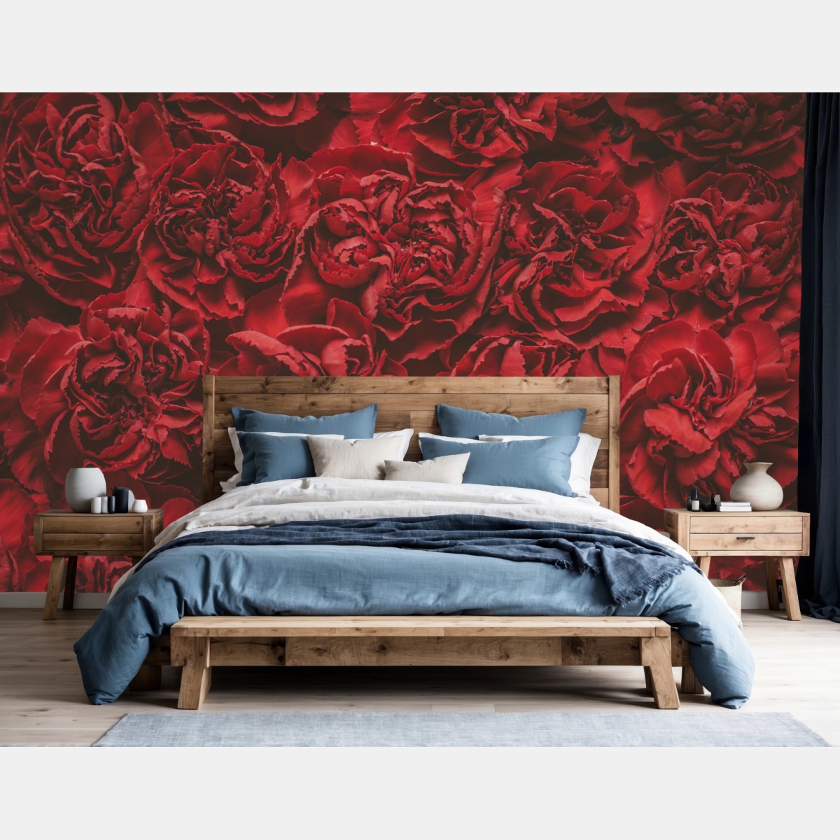 Fototapete vintage rote nelken blumenmuster – Wallnifity®