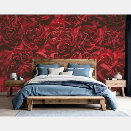Fototapete vintage rote nelken blumenmuster – Wallnifity®